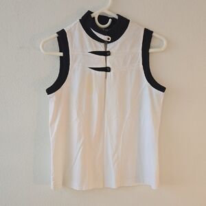 Jamie Sadock White and Black Sleeveless Top